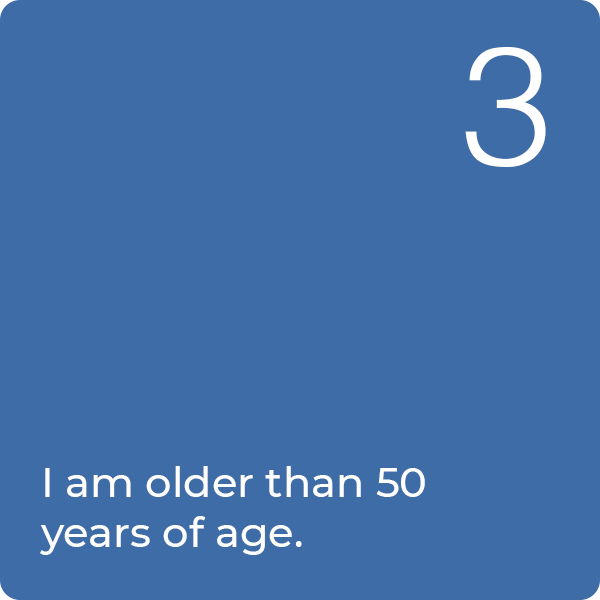 Q3: I am older than 50 years of age.